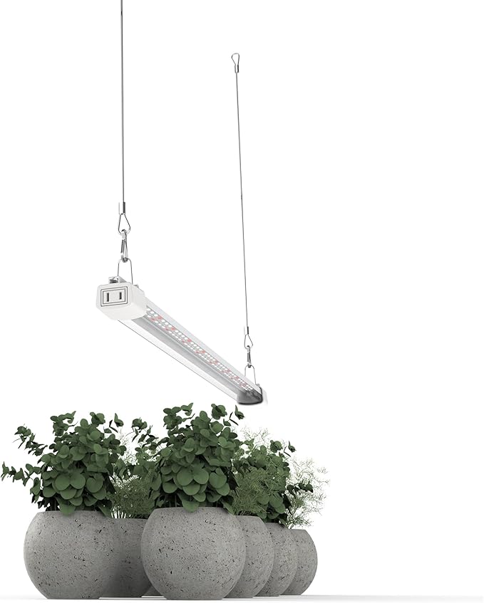 APICDOM LED Grow Light 2FT Full Spectrum Compact Linkable Lighting Fixture for Indoor Greenhouse Year Round Plant Seedlings, Essential Grow Slim Hanging Suspended Strip