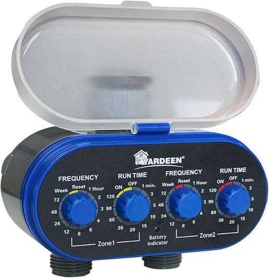 Yardeen Watering Hose Sprinkler Timer Garden Irrigation System Controller Electronic Water Timer with Two Outlets Color Blue