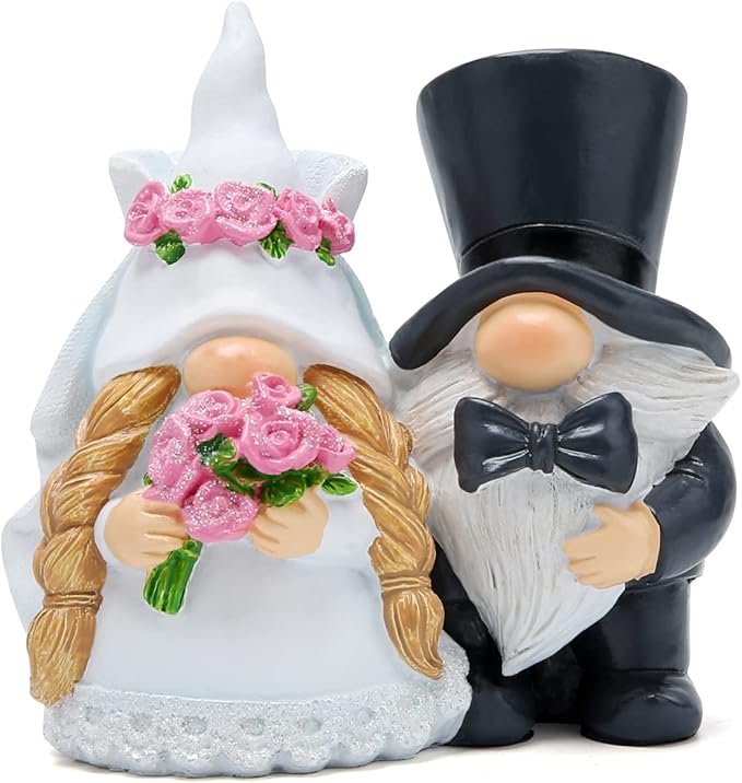 Hodao Couple Gnome Decoration Handmade Couple Scandinavian Elf Ornaments Wedding Celebration Figurines Decor Sweet Anniversary Day Home Table Decor
