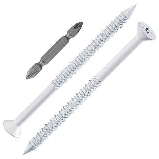 WenSilon(30 PCS) 3/16" x3-3/4 White Concrete Screw Anchor White Flat Head for Anchoring to Masonry, Block or Brick Stucco