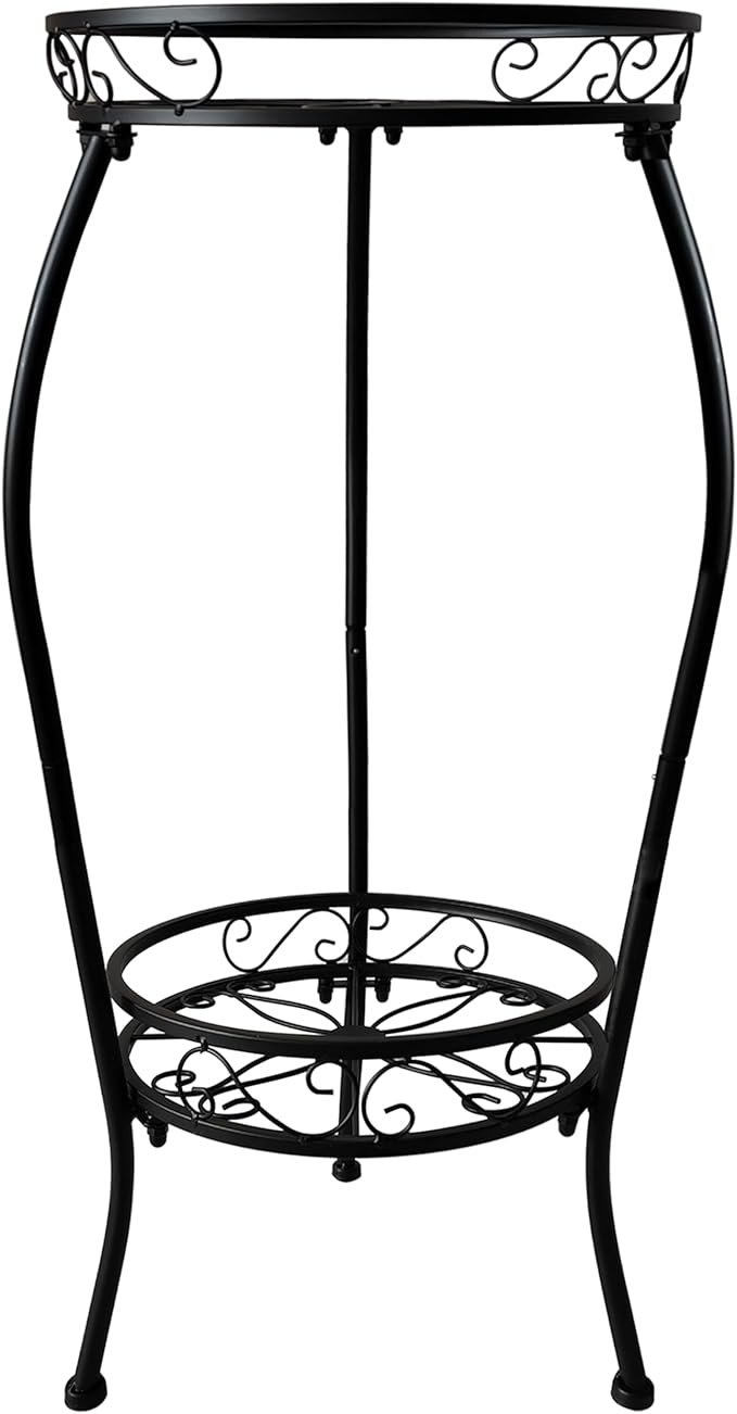 NOAMOO Metal Plant Stand 2 Tier Indoor Outdoor, Tall Flower Pot Shelf Rustproof Stable Heavy Duty Corner Stand, 28 inch Multiple Plant Display Rack for Living Room Patio Balcony Garden