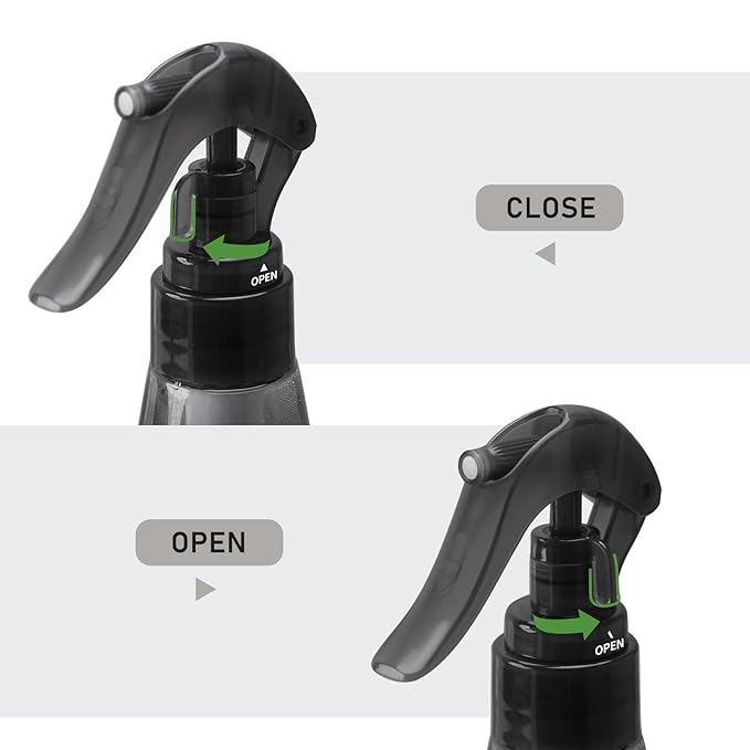 Continuous Spray Bottle for Hair 10oz, 2pcs Ultra Fine Water Spray Bottles for Cleaning, Plant, Pets (Plastic, 300ml, Black)