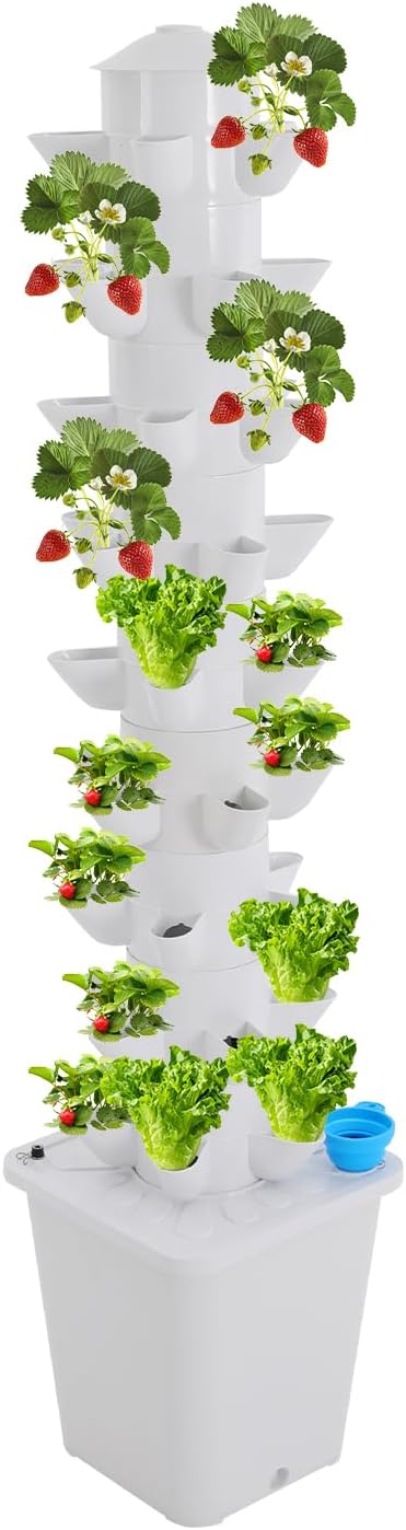 Hydroponic Growing System, 45-Plant Vegetable Planter Tower Outdoor Indoor Garden Vertical Planter Germination Kit with Water Pump & Intelligent Water Circulation for Gardening Lover
