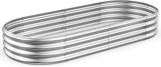 Raised Garden Bed 6.5ft Galvanized Planter Box Outdoor, Rot-Resistant Oval Large Metal Garden Bed Planter for Vegetables Flower Herb