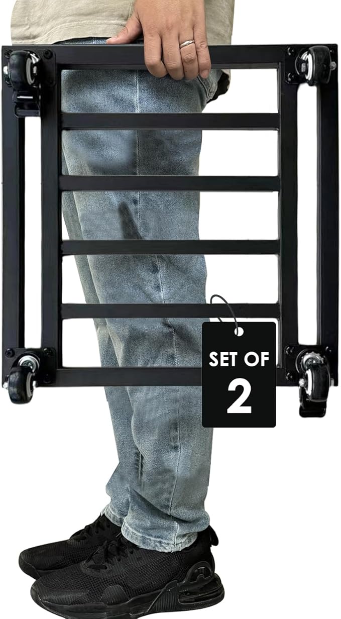 Hongsane 18" Square Plant Stand with Wheels Heavy Duty,Large Metal Plant Caddy Indoor Outdoor Use,Rolling Plant Dolly with Industrial Casters,Rust-Proof Black Plant Tray for Large Planters Pots,2-Pack