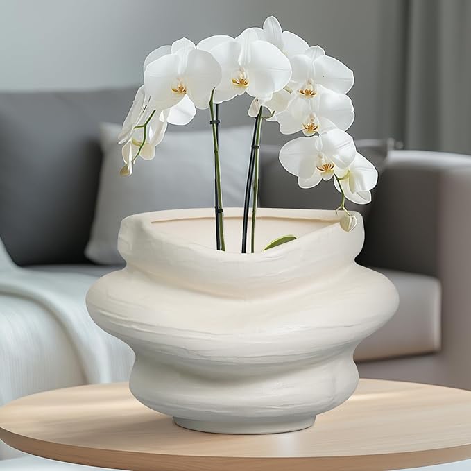 Teagas Ceramic Plant Pots Bonsai 10.6 Inch - Flower Pots for Indoor Plants, Large Plant Pots with Drainage Hole, Decorative Planter Outdoor Flower Pot for Office, Gift for Men Women, White