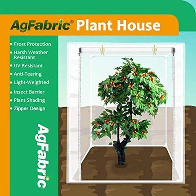 Agfabric Plant Covers Freeze Protection with Zipper 0.9oz 135"x120"x48" Shrub Cover Winter Tree Jacket for Frost Protection&Season Extension,White,4 Pack