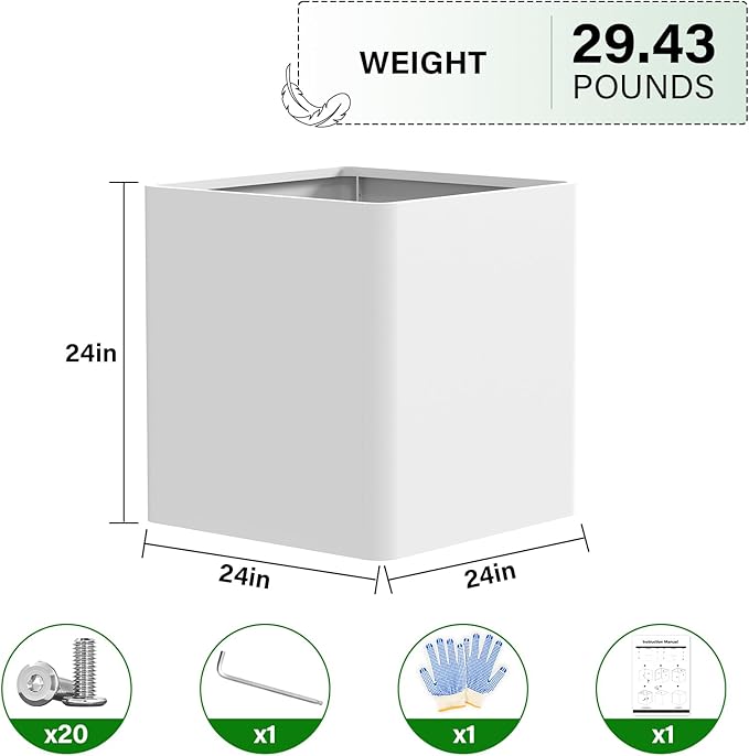 BHCORTEN Large Metal Outdoor Planter Box 24" W x 24" D x 24" H, Cube Planters for Outdoor Plants, Large Square Flower Pot for Patio, Deck, Garden, Yard