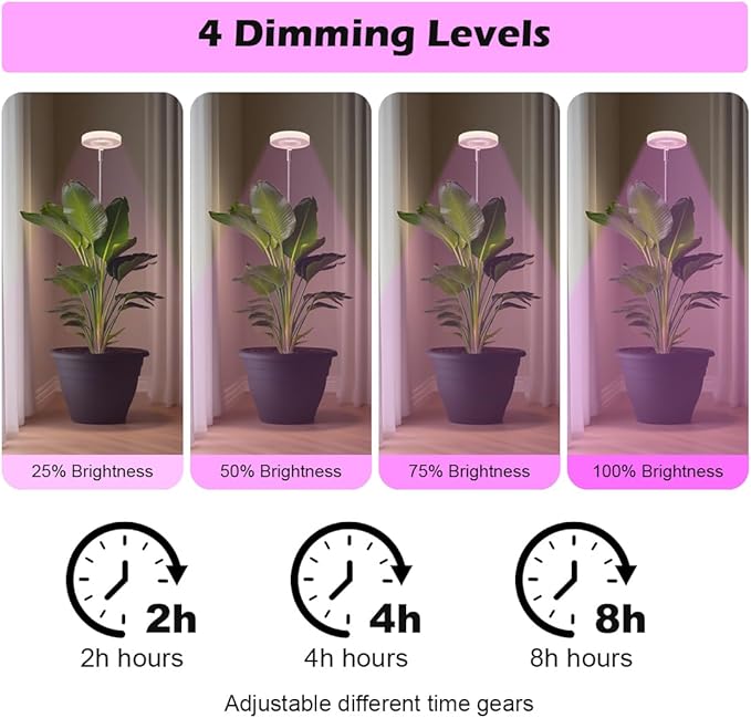 RooTrimmer 2 Pack 11 Inch Plant Pots with LED Grow Lights,Grey Indoor Flower Pots with Full Spectrum Dimmable Grow Lights,Drainage Holes & Plug,Soil Moisture Meter Included