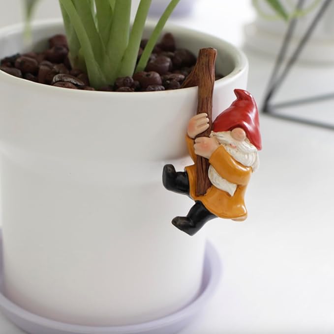 3Pcs Gnomes Set Indoor Outdoor Decor, Miniature Flower Pot Figurines Statue for Fairy Garden Desk Ornament Yard Dwarf Office Window