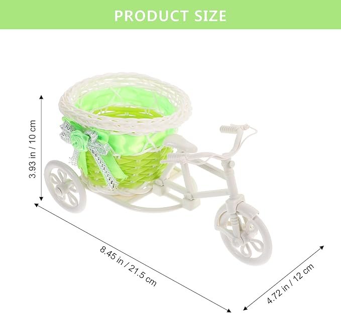 ARTIBETTER 3Pcs Tricycle Rattan Flower Basket Mini Wicker Storage Container Indoor Outdoor Decorative Planter for Faux Plants Fruit and Small Household Items