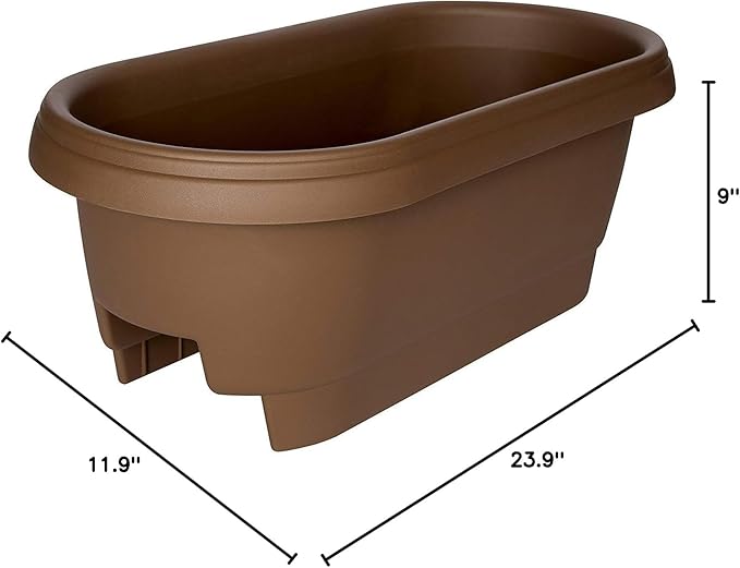 Bloem Oval Classic Deck Rail Planter Box, Chocolate 24"