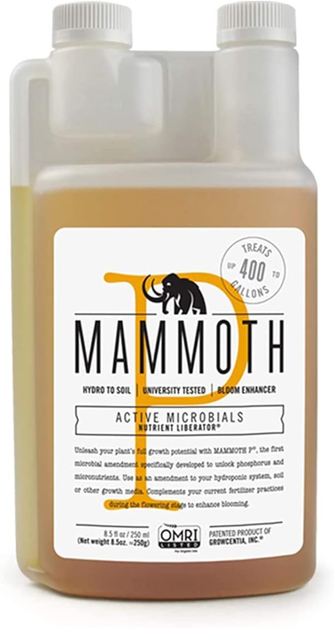 Mammoth Organic Bloom Booster | Mammoth P Organic Fertilizer Microbial Inoculant | 16% Proven Increase in Yield | University Developed and Growers Approved (250 ml)