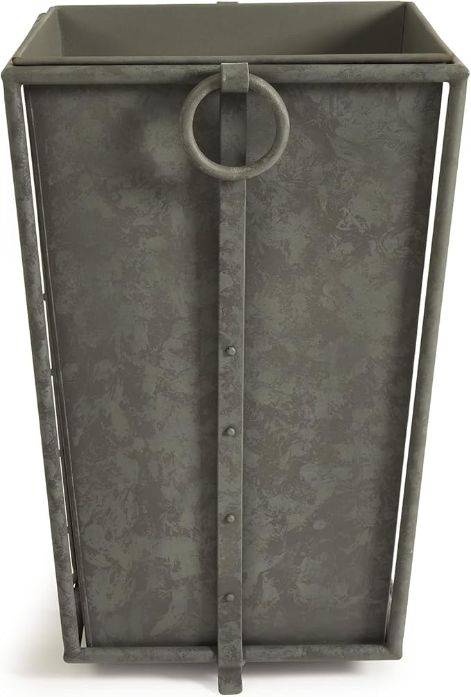 MY SWANKY HOME Large Minimalist Classic Metal Box Planters Liners Square Industrial Rivets Gray