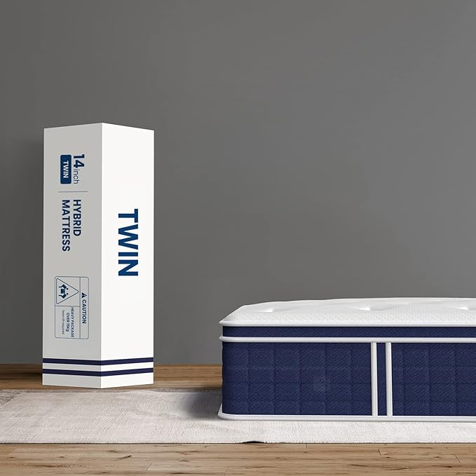 Coolvie Firm Twin Mattress for Adults in a Box, 12 Inch Twin Bed Mattress with Extra Lumbar & Shoulder Support, Hybrid Memory Foam & Pocket Spring for Pressure Relief, 100-Night Trial