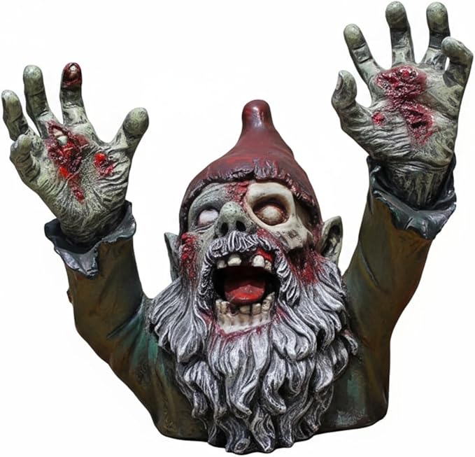 ZWFDC Resin Gnomes, Gnomes Garden Decor, Scary Gnome for Patio Halloween Decoration, Garden Sculptures, Statues Outdoor Decorations - 4.13inch