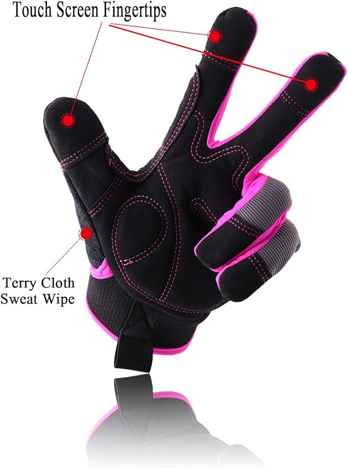 HANDLANDY Work Gloves for Women, Breathable Leather Gardening Glove for Yard Maintenance, Hand Protection with Touch Screen for Gardeners, Farmers