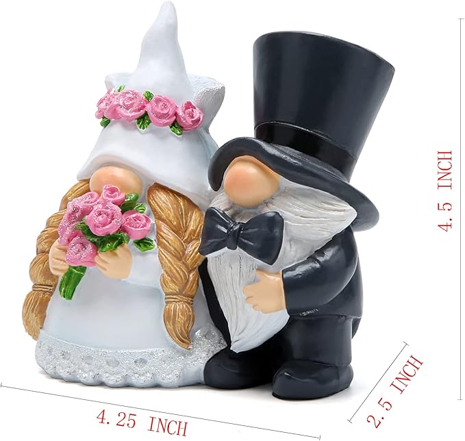 Hodao Couple Gnome Decoration Handmade Couple Scandinavian Elf Ornaments Wedding Celebration Figurines Decor Sweet Anniversary Day Home Table Decor