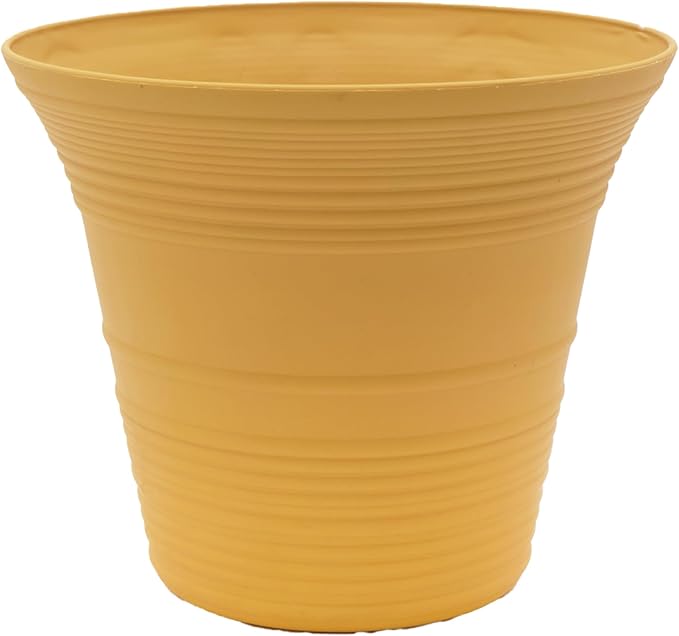 The HC Companies Sedona Round Self-Watering Pot - Lightweight Self Care Planter - Plastic Planter for Herbs & More - Durable Plant Pots for Indoor Plants & Outdoor Plants (9" Honey, Pack of 1)