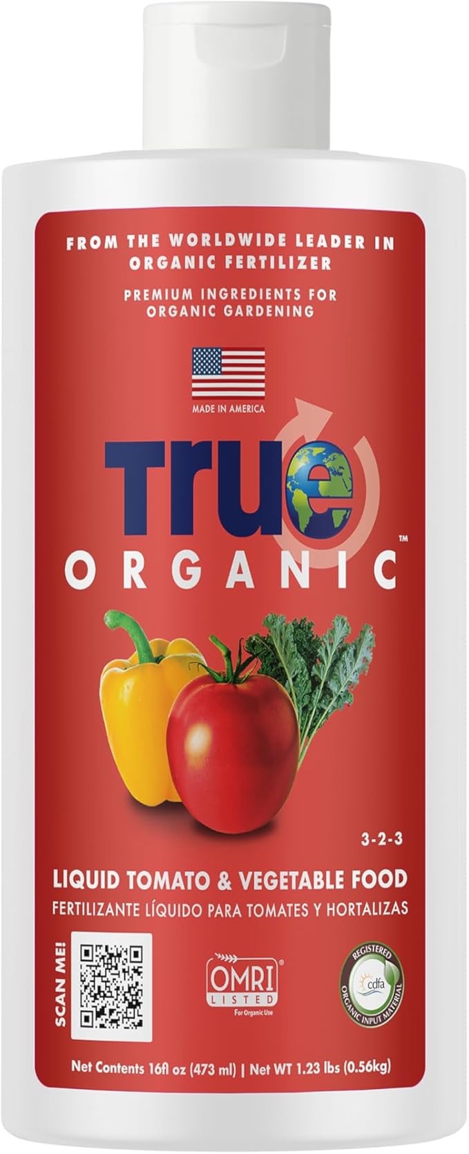 True Organic Liquid Tomato & Vegetable Food – Organic Fertilizer for Superior Harvests – 32 fl. oz. Bottle Covers 60 Sq. Ft.