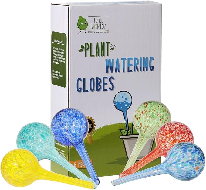 Little Green Leaf LGL Plant Watering Globes - Automatic Self Watering Globes. Decorative Self Watering Planter Inserts. Self Watering Spikes to Support Plant Health. 6 Pack x 100ml
