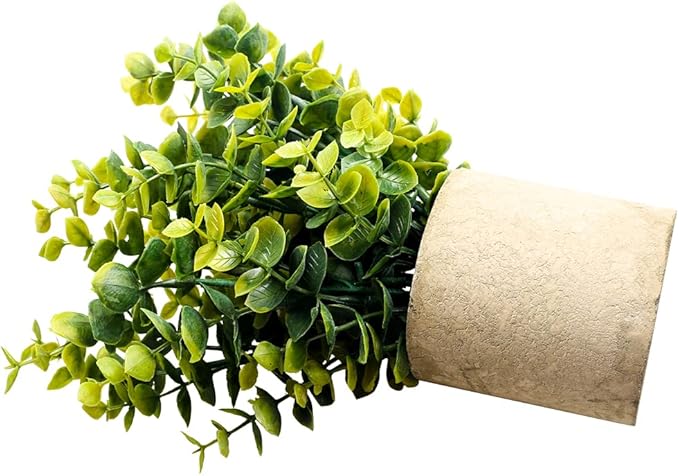 Mini Potted Plants Artificial Flocked Eucalyptus Greenery in Pots Faux Potted Herbs Small Houseplants for Indoor Outdoor Greenery Tabletop Decoration Centerpiece, Garden,Farmhouse (1)