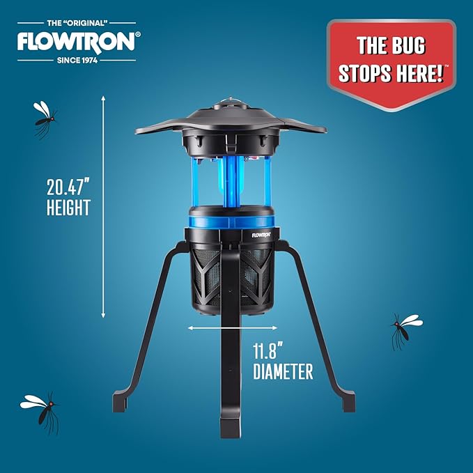 Flowtron Indoor Outdoor Bug Trap Zapper | Electric Insect Killer with UV Light & Fan | 800 Volt Stun Grid & 530 Sq Ft Coverage | Silent Mosquito, Fly, Gnat, Insect Trap for Patio, Yard, Home, Garage