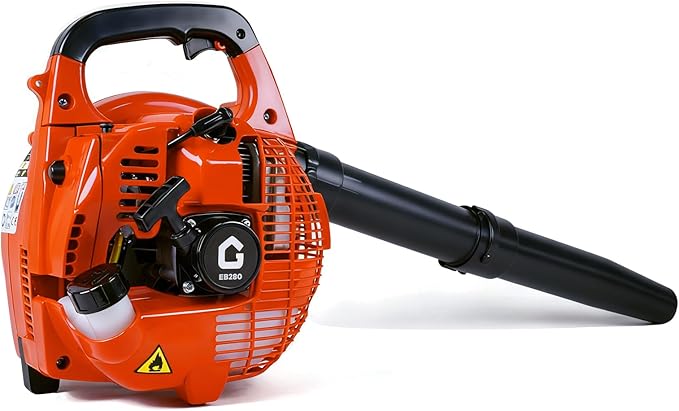 28 CC Gas Leaf Blower, 490 CFM 280 MPH, 1.1-HP 2-Stroke, Handheld Gas Powered Leaf Blower, Lightweight, Powerful Clearing Performance for Lawn Care, Driveway Cleaning and Light Snow Removal