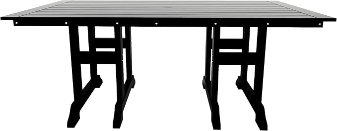 WestinTrends Malibu 6 Piece Adirondack Patio Dining Set with Bench, All Weather Poly Lumber Outdoor Table and Chairs, 71" Trestle Dining Table, 4 Adirondack Chair with Dining Bench, Black