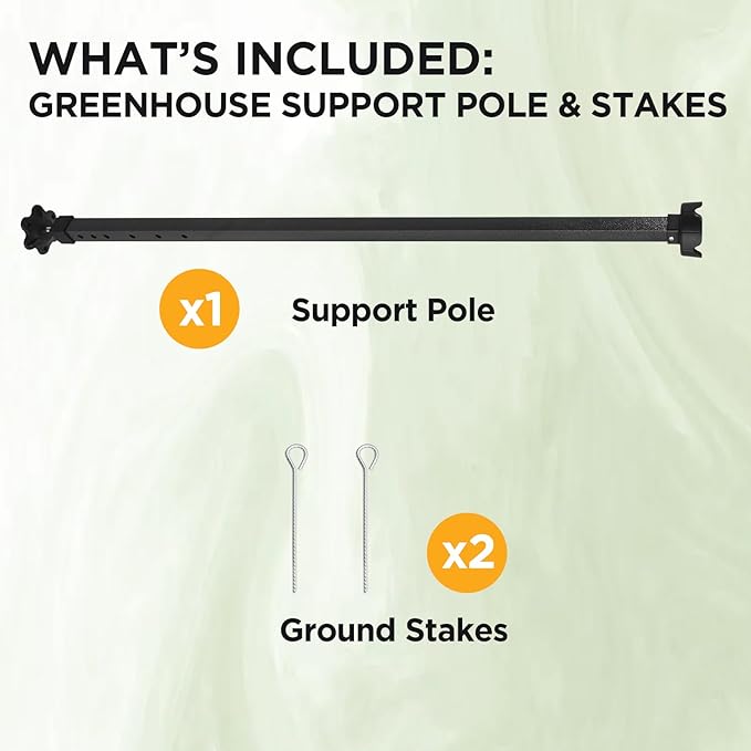 EAGLE PEAK Greenhouse Center Support Pole with Ground Stakes, Peak Reinforcement Bar for Frame Support & Weather Protection, Stabilization Pole for Pop-Up Greenhouses Compatible with Center Lock Hub