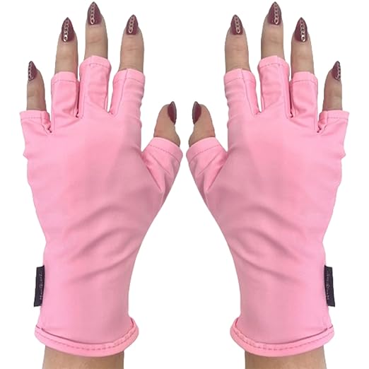 ManiGlovz -The Original Dermatologist Recommended UPF 50+ UV Protective Manicure and Sunblock Fingerless Gloves, Sun Protection, Driving and Gel Manicure Gloves in Cotton Candy