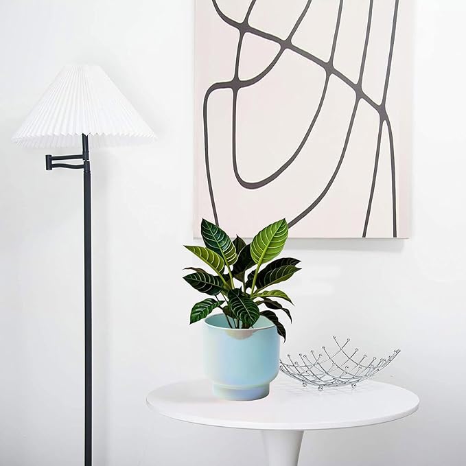LB Blue Ceramic Planters for Indoor Plants, Succulent Plant Pots Ceramic Plant Pot, Modern Flower Pots for Living Room Office Home Decor, Round Flower Pot of 4.3 Inch(Plant Not Included)