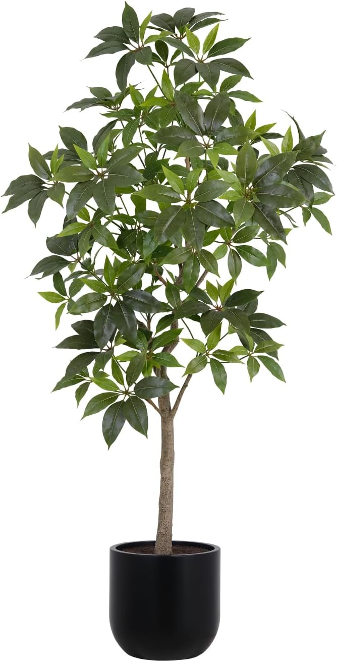 CG Hunter Faux Money Tree, Premium Artificial Indoor Tree Stands 7-ft Tall, Lifelike-Leaves & Hand Painted Trunk, Planter Pot Included