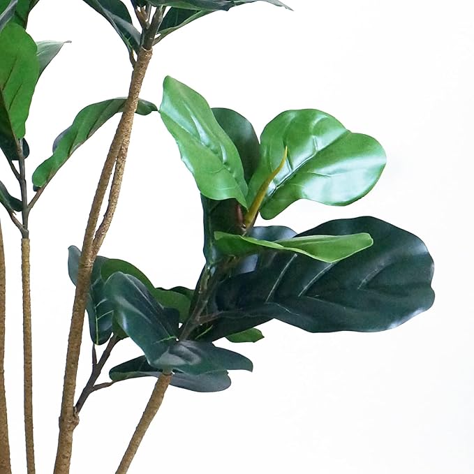 Artificial Tree in Modern Polygon Pattern Effect Planter, Fake Ficus Lyrata Silk Tree for Indoor and Outdoor Home Decoration - 66" Overall Tall (Plant Pot Plus Tree)