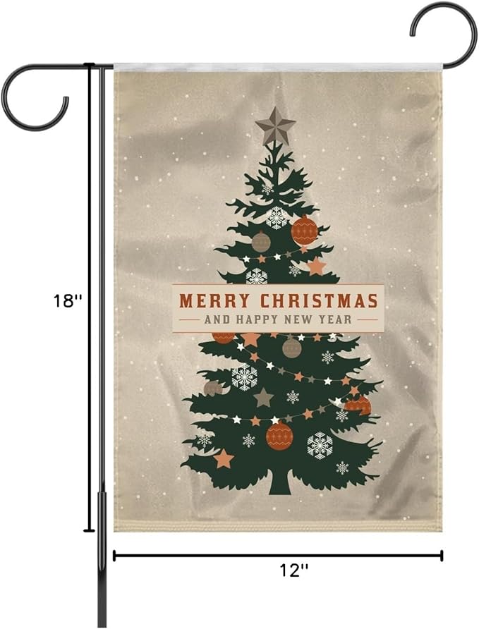 AGAS Christmas Flags 12 x 18 Inch, 200D Nylon Small Vertical Yard Flag Christmas Outside Decor for Christmas Winter Holiday Party Garden Patio Lawn New Year Decorations - No Pole Included