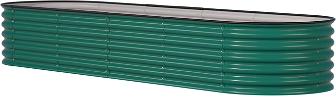 BlueWish 8x2x1.4FT Raised Garden Bed Outdoor, 9 in 1 Metal Raised Bed for Gardening, 17" H Galvanized Raised Garden Bed Planter Box for Plants Vegetables Flowers, Green