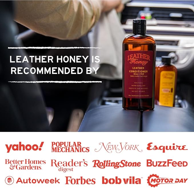 Leather Honey Leather Cleaner Spray: UV Protectant, Non-Toxic & Made in the USA Since 1968. Cleans & Protects Leather, Faux & Vinyl - Couches, Car Seats, Purses, Shoes, Bags & Tack. Safe for Any Color