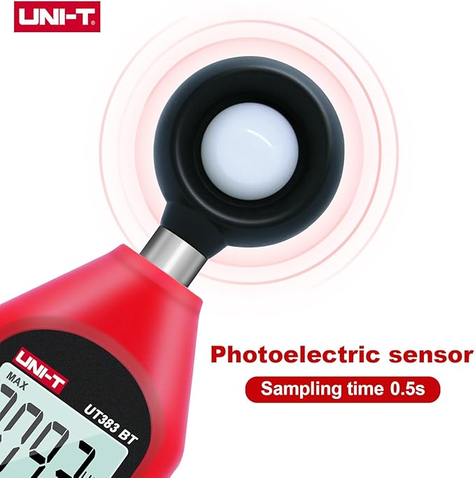 UNI-T UT383BT Digital Illuminance Light Meter Tester Lux Meter 0~199,900 Lux (0~18,500 FC) Foot Candles Luxmeter for Film Photography Plants Photometer Lighting Intensity Brightness Measurement