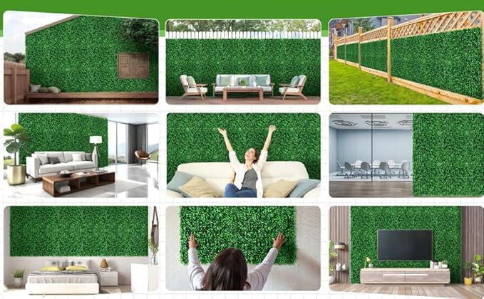 Moeput Artificial Boxwood Roll,120x40 in (34 sqft) UV-Anti Faux Ivy Boxwood Hedge Leaf Grass Wall for Patio Balcony Privacy, Garden, Backyard Greenery Wall Backdrop and Fence Decor