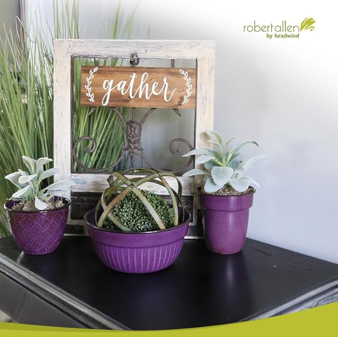 Headwind Glazed Ironstone Boutique Collection Cascade Bowl Plant Pot – Plum Color 8 Inch Pot for Indoor Plants - Planters for Indoor Plants - Ideal Succulent Planters by Robert Allen