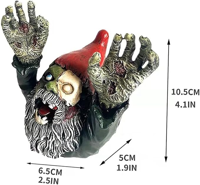 ZWFDC Resin Gnomes, Gnomes Garden Decor, Scary Gnome for Patio Halloween Decoration, Garden Sculptures, Statues Outdoor Decorations - 4.13inch