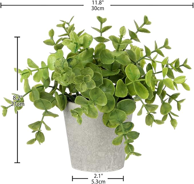 Briful 3PCS Fake Plants Potted Artificial Plants Greenery Faux Fern Eucalyptus Décor Plant for Indoor Home Office Bathroom Harmhouse Decoration