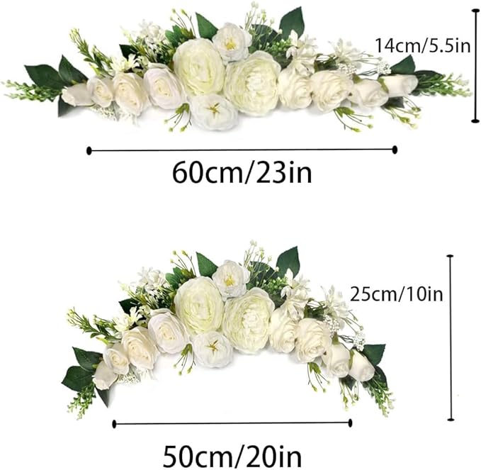 Arch Flowers, Artificial Floral Swags, 23", Decorative Swag, Artificial Flower Swag for Door Party Wall Home Decor(Ivory)