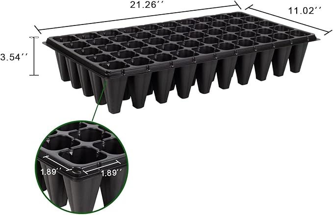 10 Pack 1020 Trays and 10 Pack 3.5" Deep 50 Cell Seed Starter Trays, 20" x 10" - Durable Plastic Nursery Flats for Microgreens, Seedling,Seed Germination & Plant Propagation (10 Set)
