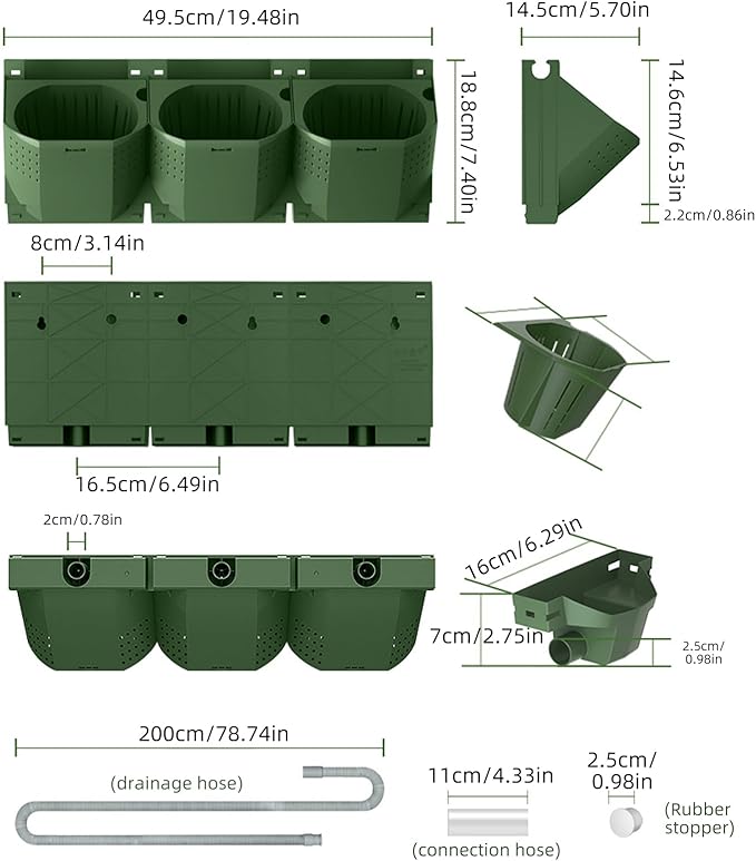 ZIAERKOR Self Watering Wall Mounted Vertical Planter, 36 Pots Wall Planter Indoor Vertical Living Green Plant Wall Easy Installation (Green with Timing System)