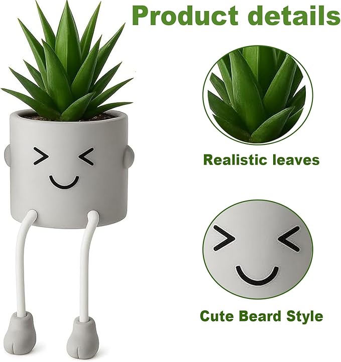 guowanpp Cute Artificial Fake Plants Mini Succulents Plants in pots for Desk Decorations Bathroom Desk Shelf Potted Plants Office Faux Small Plants Decor Accessories 1PCS