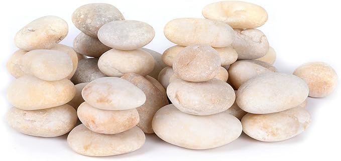 Ausluru 11LB Stones Pebbles River Rocks, 100% Natural Hand-Picked Premium Decorative Pebbles, Ideal for Garden Landscaping, Home Decor, Aquariums, Painting, Crafting and Gifts, Cream White
