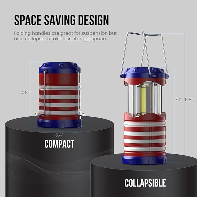 Lichamp LED Camping Lantern, 4 Pack Battery Powered Flashlight for Power Outages, Portable Collapsible Hanging Light Essential for Home, Outdoor, Emergency Lamp Survival Kit Gear for Hurricane, I4AF