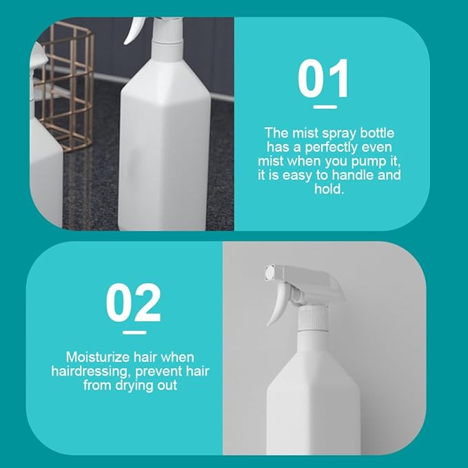 2Pcs Fine Mist Spray Bottles for Hair Humidification and Indoor Plant Watering Portable Plastic Sprayers for Home Gardening and Cleaning Use