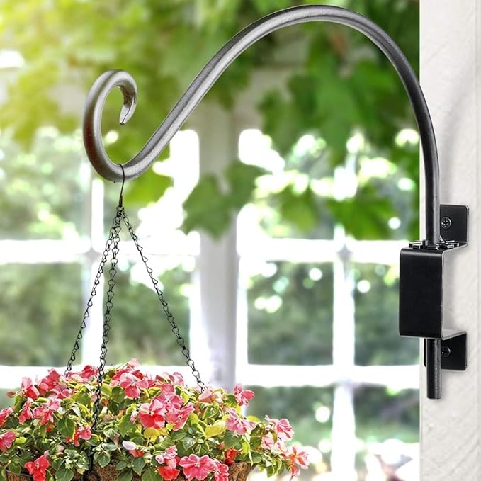 Lifyzoon Swivel Bird Feeder Hanger Hook: 2Packs 12Inch Swivel Hanging Plant Bracket Outdoor, 25lb Weight Capacity - Outdoor & Indoor Wall Hook for Hanging Bird Feeder for Flower Basket, Wind Chimes